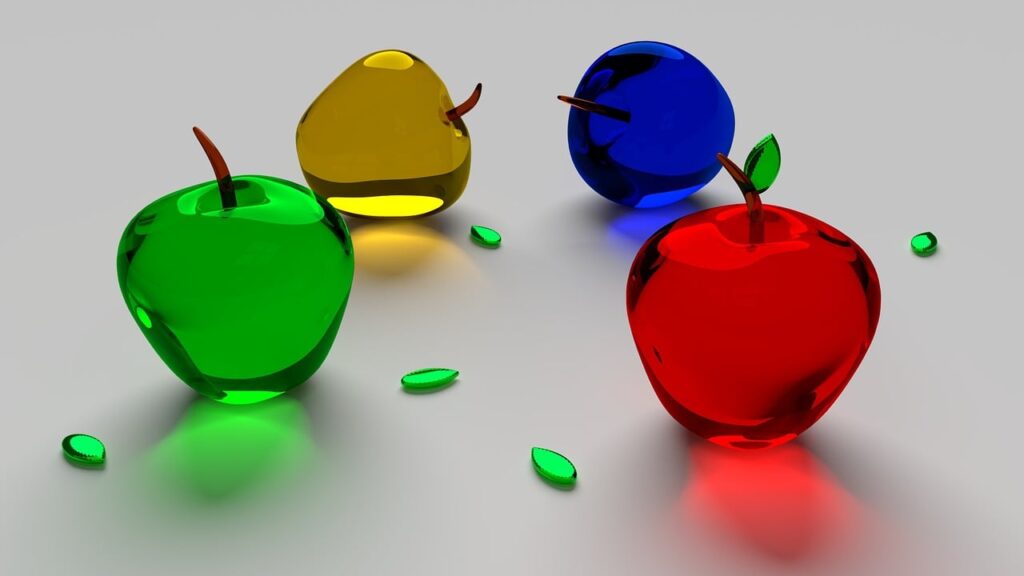 apple, glass, 3d wallpapers, fruit, transparent, wallpaper, 3d