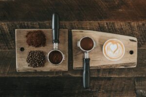 coffee, beans, seed, powder, wooden, chopping, board, table, cafe, coffeehouse, foam, milk, latte, brown coffee, brown table, brown cafe, brown board, coffee, coffee, coffee, cafe, cafe, cafe, cafe, cafe