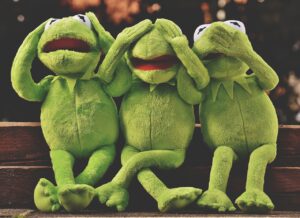 see no evil, hear no evil, speak no evil, frog, kermit, stuffed toy, plush toy, frog, frog, frog, frog, frog